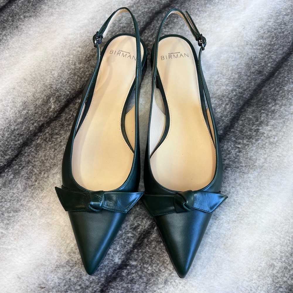 Alexandre Birman Fina Slingback Shamrock Leather Bow Point Toe Flats